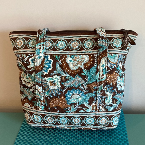Vera Bradley Java Blue Tote Bag Made in USA - Picture 4 of 16